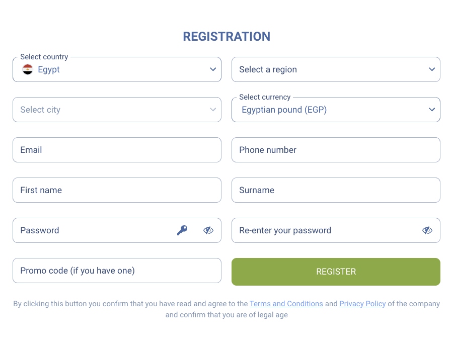 1xBet Registration Egypt